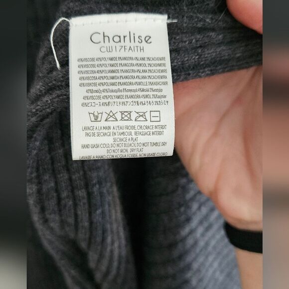 Charlise Elegant Gray Ribbed Knit Dress - Picture 5 of 5